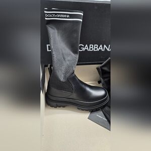 Dolce & Gabbana Black Leather Sock Boots Modern Design